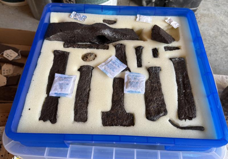 Various tools uncovered by Randy and Jill Harvey. (Photo by Ed O’Brien) Tools