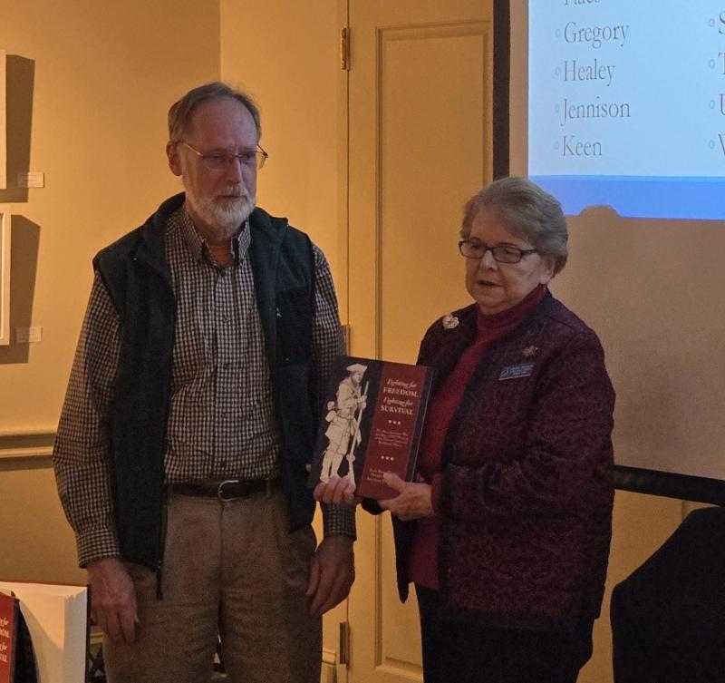 Presentation of book to Walsh History Center and Ken Gross. (Photo courtesy Lady Knox Chapter Daughters of the American Revolution) Presentation of book to Walsh History Center and Ken Gross. (Photo courtesy Lady Knox Chapter Daughters of the American Revolution)