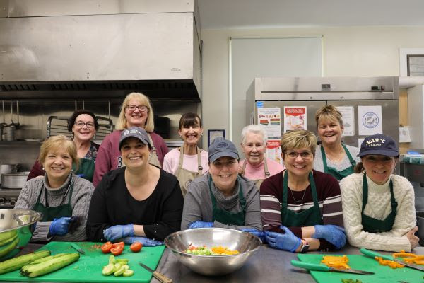 Saco Meal Program. (L to R, Back Row): Suzanne Nason, Carmen Gawronski, Christine Perrault, Dorothy Schlueb, Melanie Lee. (L to R, Front Row): Ginger Grantham, Meg Palmer, Dawn Drown, Denise McIntyre, Judy Hurrell. (Photo courtesy Saco & Biddeford Savings Institution) Saco Meal Program. (L to R, Back Row): Suzanne Nason, Carmen Gawronski, Christine Perrault, Dorothy Schlueb, Melanie Lee. (L to R, Front Row): Ginger Grantham, Meg Palmer, Dawn Drown, Denise McIntyre, Judy Hurrell. (Photo courtesy Saco & Biddeford Savings Institution)