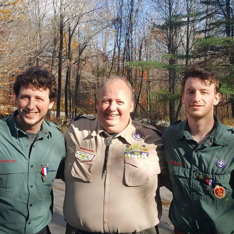 "This is my favorite photo in Scouting. Me and my Eagle Scout sons Devon (left) and Jared (right)." (Photo courtesy Chuck Mahaleris)
"This is my favorite photo in Scouting. Me and my Eagle Scout sons Devon (left) and Jared (right)." (Photo courtesy Chuck Mahaleris)