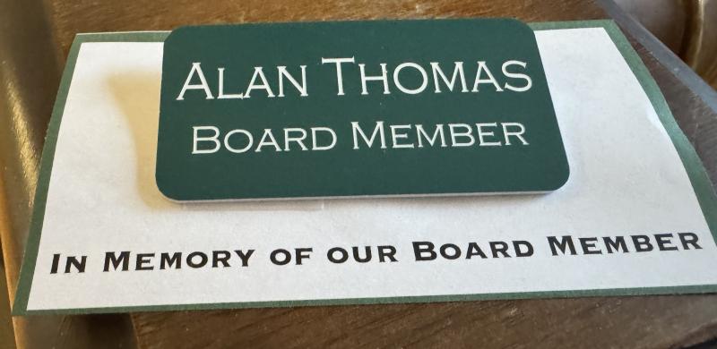 The Schoolhouse Museum pays tribute to Alan Thomas. (Photo by Ed O’Brien) In Memorium