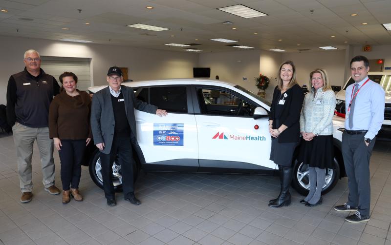 MaineHealth care team members and Quirk Chevrolet GMC of Rockland employees stand with the new 2024 Chevy Trax to be used by the MaineHealth Community Health Improvement,
Community Health department at Pen Bay Hospital. Pictured from left: Rich Mazurek, sales manager, Quirk Chevrolet GMC of Rockland; Jemma Penberthy, director of Community Health Improvement for MHPBH and MHWH; Jack Quirk, owner, Quirk Auto Group; Erin Brown, chief development officer for MaineHealth; Ellie Willmann, vice president of Philanthropy for the Coastal Region; and Tyson Thornton, PharmD, FACHE, vice president of Operations for MHPBH and MHWH. (Photo courtesy MaineHealth) MaineHealth care team members and Quirk Chevrolet GMC of Rockland employees stand with the new 2024 Chevy Trax to be used by the MaineHealth Community Health Improvement, Community Health department at Pen Bay Hospital. Pictured from left: Rich Mazurek, sales manager, Quirk Chevrolet GMC of Rockland; Jemma Penberthy, director of Community Health Improvement for MHPBH and MHWH; Jack Quirk, owner, Quirk Auto Group; Erin Brown, chief development officer for MaineHealth; Ellie Willmann, vice president of Philan