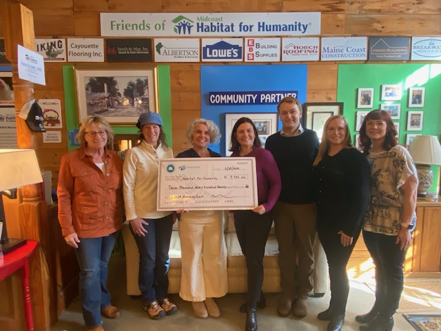 L-R: Lynne Doble, Member at Large, Pen Bay Council; Mary Bumiller, MCBOR Director for the Maine Association of REALTORS Foundation; Tia Anderson, Executive Director, Midcoast Habitat for Humanity; Victoria Condon, President, Mid-Coast Board of REALTORS; Brian Wickenden, 2023 Pen Bay Council REALTOR of the Year Kristin Heal, First Vice President, Pen Bay Council;
Cindy Harding, President, Pen Bay Council. (Photo courtesy Mid-Coast Board of REALTORS) L-R: Lynne Doble, Member at Large, Pen Bay Council; Mary Bumiller, MCBOR Director for the Maine Association of REALTORS Foundation; Tia Anderson, Executive Director, Midcoast Habitat for Humanity; Victoria Condon, President, Mid-Coast Board of REALTORS; Brian Wickenden, 2023 Pen Bay Council REALTOR of the Year Kristin Heal, First Vice President, Pen Bay Council; Cindy Harding, President, Pen Bay Council. (Photo courtesy Mid-Coast Board of REALTORS)