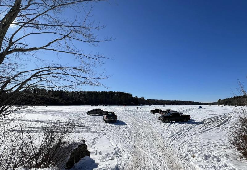 Trucks on the pond at the PTO Ice Fishing Derby. (Photo by Lauren Beveridge) Ice Fishing