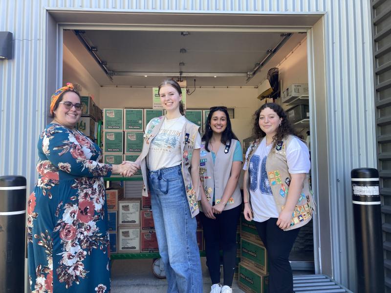 Ariel at AIO receiving cookies from Morgan and Nataly of 191 and Sophia Juliette of Knox. (Photo courtesy Trina Schroeder) Ariel at AIO receiving cookies from Morgan and Nataly of 191 and Sophia Juliette of Knox. (Photo courtesy Trina Schroeder)