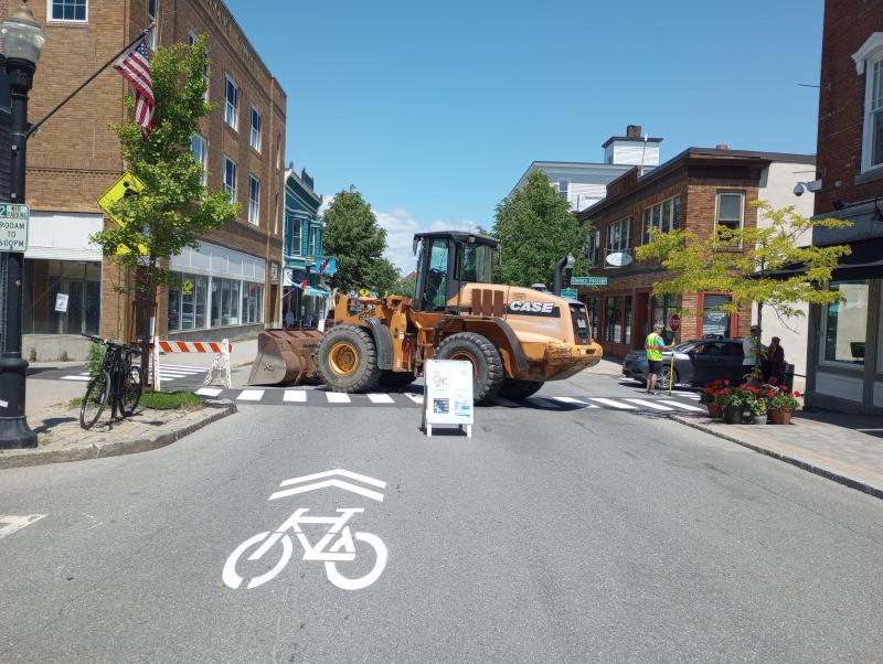 Heavy equipment is parked on Main Street at Glover's Passage as a preventative measure during the Sunday Stroll, June 15, 2025. (Photo by Sarah Thompson) Heavy equipment is parked on Main Street at Glover's Passage as a preventative measure during the Sunday Stroll, June 15, 2025. (Photo by Sarah Thompson)