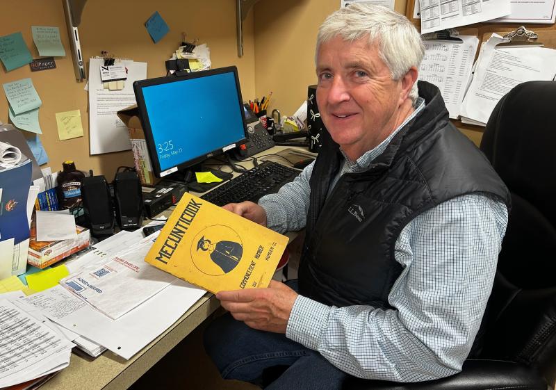 Bob Josselyn, with the Megunticook, a publication of the Camden High School and yearbook for the Class of 1925. (Photo by Lynda Clancy) c