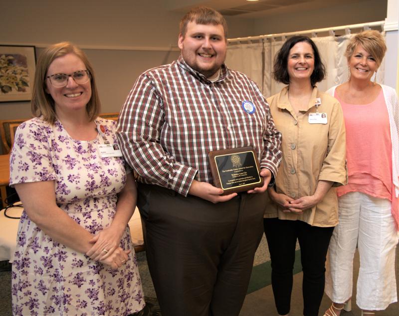 The Waldoboro Lions Club received the Coulombe Center Award for Innovation on June 4. Pictured in the photo are, from left, Katie Spear; Lions Club president Daniel Vannah; Coulombe Center for Health Improvement Director Anni Pat McKenney; and MaineHealth Lincoln Hospital President Cindy Wade, RN, BSN, MHA. Courtesy photo
The Waldoboro Lions Club received the Coulombe Center Award for Innovation on June 4. Pictured in the photo are, from left, Katie Spear; Lions Club president Daniel Vannah; Coulombe Center for Health Improvement Director Anni Pat McKenney; and MaineHealth Lincoln Hospital President Cindy Wade, RN, BSN, MHA. Courtesy photo