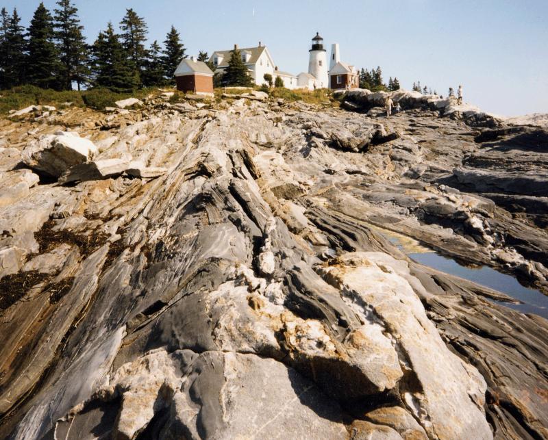 BEDROCK AT PEMAQUID POINT. Henry Berry and Steve Dickson Presentation, August 24. The iconic geology of Pemaquid and the Maine Coast will be explored at the OBHS Summer
Speaker Series on August 24. (Photo by AM Hussey) BEDROCK AT PEMAQUID POINT. Henry Berry and Steve Dickson Presentation, August 24. The iconic geology of Pemaquid and the Maine Coast will be explored at the OBHS Summer Speaker Series on August 24. (Photo by AM Hussey)