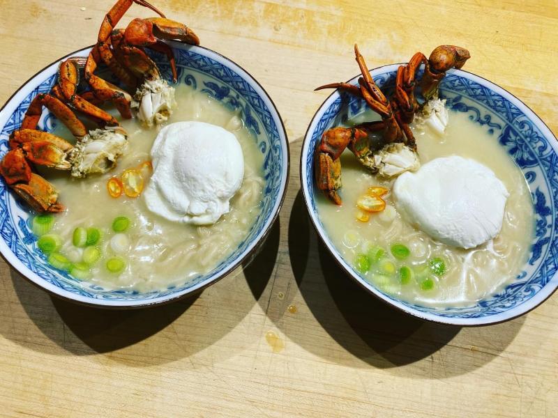 Ramen made with green crabs. (Photo courtesy Rockport Public Library) Ramen made with green crabs. (Photo courtesy Rockport Public Library)