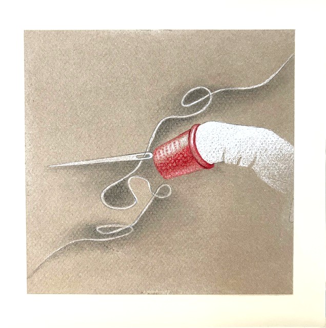 “Protect 1” by Lesia Sochor, charcoal, colored pencil. (Photo courtesy Local Color Gallery)