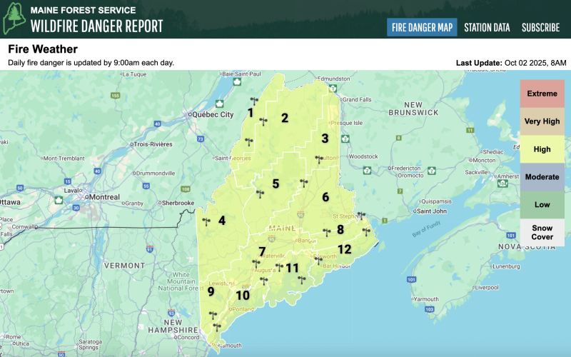 The Maine Forest Service has the entire state under a high fire danger warning. c
