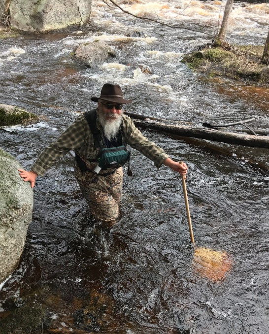 Close up of Eric Frohmberg in river