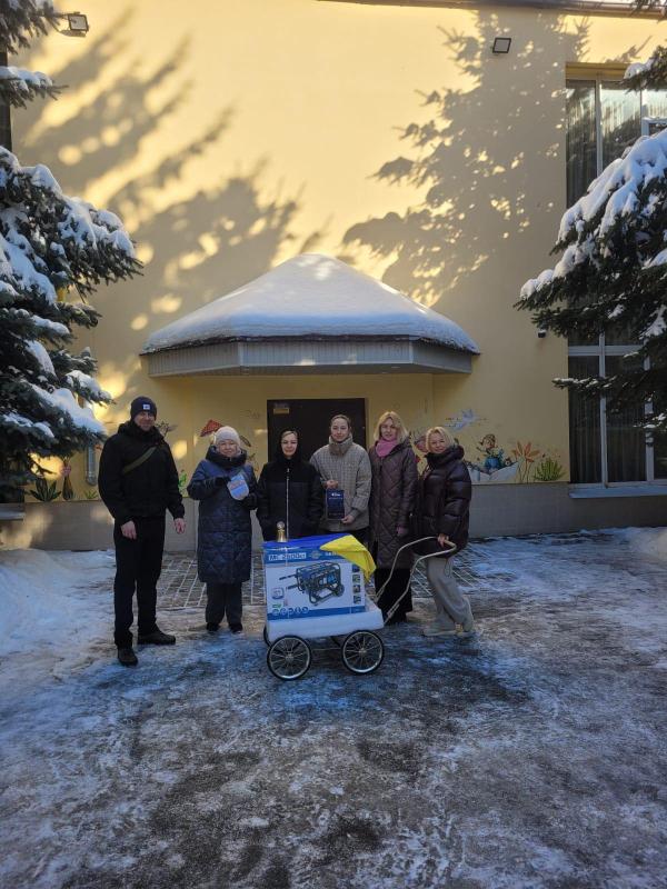 New generator arrives at a care facility of visually impaired children.