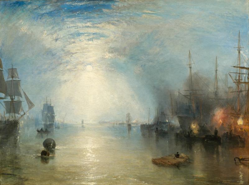 painting of schooners in a harbor