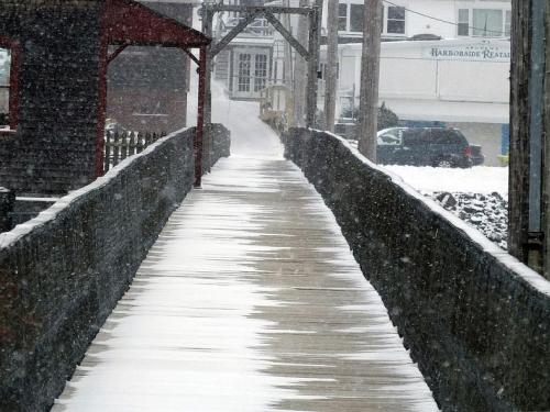 Footbridge during a winter storm