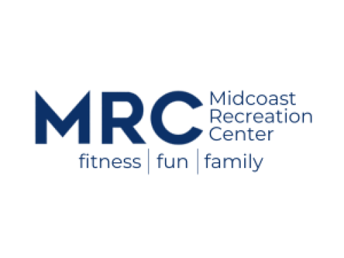 Midcoast Recreation Centers logo, words beneath read Fitness, Fun, Family