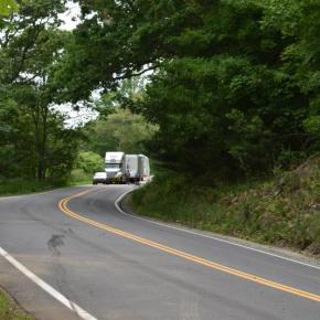 Skid marks identify where a car came to a stop after a two-vehicle collision on Depot Road in Union. The car was removed from the scene prior to this picture. (Photo by Sarah Thompson)