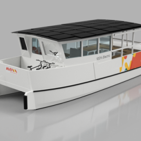 Each ferry will be a 33-foot double-pontoon catamaran, accommodating 18 to 22 passengers and crew, with additional space for two bicycles or scooters.