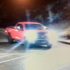Camden Police want to talk with the driver of this red Tundra. (Photo courtesy Camden PD)