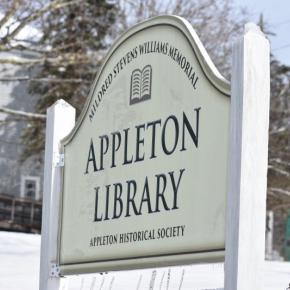 Appleton Library street sign. 