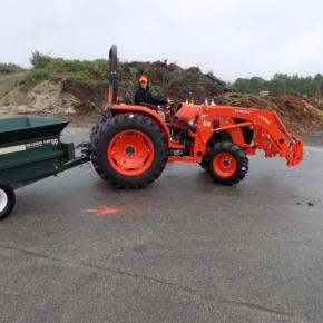 tractor and trailer on a road course