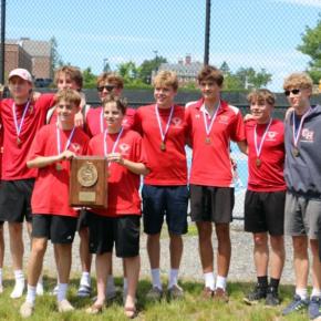 Front row: Jack Christie, Rubin VanHoewyk   Second row: Blake Christie, Oscar Barnes, Graham Eggena, Mac Pierce, Joey Scordino, Thomas Hollis, Zach Mason, Luke Watkins, Coach Capetta