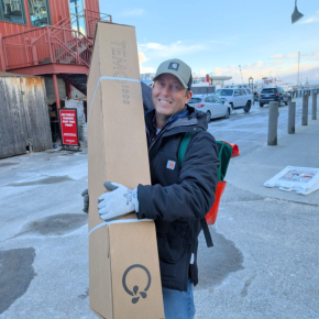 man holding package