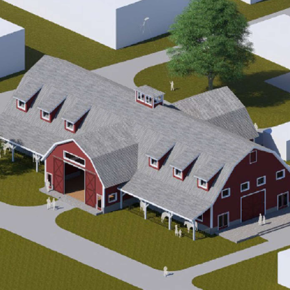 artist rendering of red building