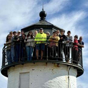 group on lighthouse tower