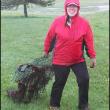 Vanessa Richards drags a lobster trap she found on the beach. 