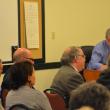 William Kelly, at table, is Camden's town attorney. He advised the planning board of its quasi-judicial responsibilities and to be transparent in all of its proceedings. (Photo by Lynda Clancy)