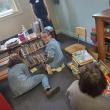 A group of volunteers rearranges the children's area of the Thomaston Public Library during 2023's Together for Thomaston Event. (Photo courtesy Kendray Rodriguez)