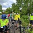 A group of cyclists jot down observations and ideas earlier this year while doing a handlebar survey of Belfast roads. Input from the cyclists, along with walkers, wheelchair users, and others, will become part of a roadmap for the city to improve its pedestrian and bicycle transportation network. (Photo courtesy City of Belfast)