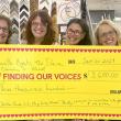 The month-long Lincolnville Breaks the Silence fund-raiser for Finding Our Voices included an epic yard sale and a pizza party. From left to right Mary Kamradt, Chief of Staff of Finding Our Voices, Christine Buckley, owner of Christine’s Framing Gallery, Pizza Maker Extraordinaire Rose Lowell, and Patrisha McLean, Finding Our Voices CEO and founder. (Photo by Jim Nickelson)