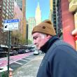 Bah umbug! Jeff braving the frigid temps in NYC, not far from where they found the robins. Courtesy of Allison Wells
