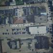 Application packet ariel view of Elm and Oak streets, with north at the top.