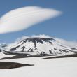 Vent Mountain with Lenticular Cloud, Aniakchak Volcano, Alaska. (Photo permission granted for Rockport Public Library use by Gary Freeburg)