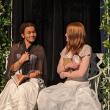 Charlotte Bronte, played by Dilyla Brown, sits with Emily Bronte, played by Morgan Cornell. (Photo courtesy Searsport District High School)
