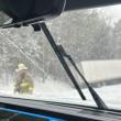tractor trailer in snow