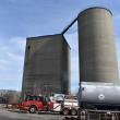 Firefighters respond to a fire inside an unused grain silo in Rockland, Saturday, March 22, 2025. (Photo by Sarah Thompson)