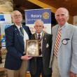 L-R: Rockland Rotary President Mike Flanagan, Ken Gricus, and Honorary Rockland Rotarian Jay Curley. (Photo by Ferolyn Curtis)