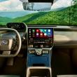 For better visibility, the Solterra’s unique raised instrument panel appears to the driver above the squared-off steering wheel. As befits an EV, the Solterra offers a multitude of electronic functions and apps plus ample connectivity. The gear selector may be the simplest out there: Push down on the center knob and click it left or right for Drive or Reverse. Selecting Park automatically engages the e-brake. 