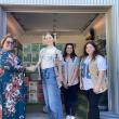 Ariel at AIO receiving cookies from Morgan and Nataly of 191 and Sophia Juliette of Knox. (Photo courtesy Trina Schroeder)