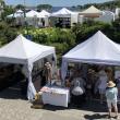 Artist tents set up for The Harbor Arts and Books Fair overlooking Camden Harbor. (Photo by Camden Public Library Staff)