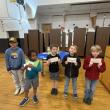 Courage raffle winners: Bryce Slape, Zion Peart, Tucker O’Hare, Cassius Magnoli, and David Grierson. Not pictured: Gabe Ross.  (Photo courtesy Thomaston Grammar School)