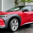 The compact Solterra is Subaru’s first electric vehicle—note the charging-port door and the absence of a grille. Teething problems delayed its debut into 2024; the ’25 model is identical; but Subaru promises an entirely new car for model year 2026. ‘Solterra,’ combining sun and earth, is a cool name for an EV. These colors are Elemental Red Pearl and Galactic Black.