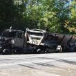 Tractor trailer truck at approximately 2:30 p.m., after all flames are extinguished. (Photo by Sarah Thompson)