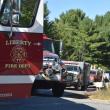 Several fire trucks line Route 220 in Liberty. (Photo by Sarah Thompson)