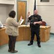 February 24, 2025, Eric Quatrano is sworn in as a patrol officer for Thomaston, Maine. (Thomaston Police Dept. Facebook photo)